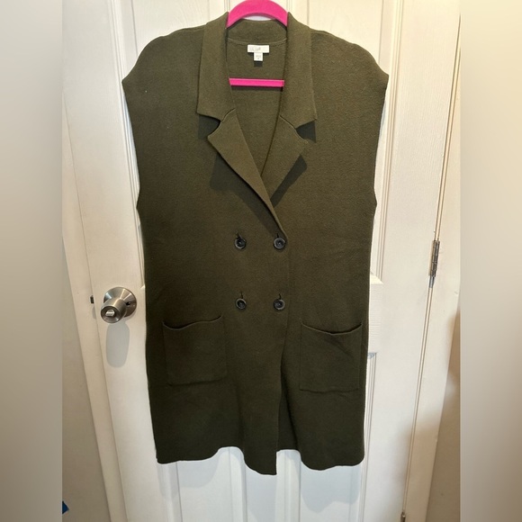 J. Jill Sweaters - NWOT J.Jill Majestic Double Breasted Gilet Sweater Forest Green Size Medium